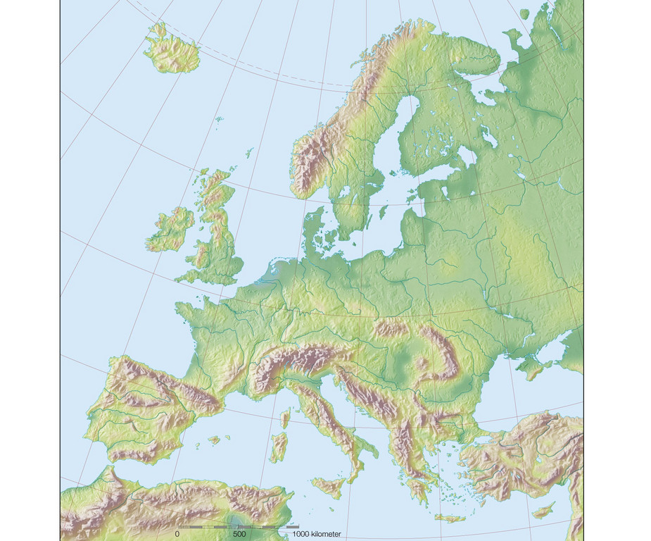 fysisk kort over europa Korttyper fysisk kort over europa