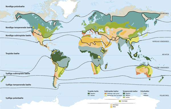 Jordens klimazoner og plantebælter - undervisningsmateriale geografi